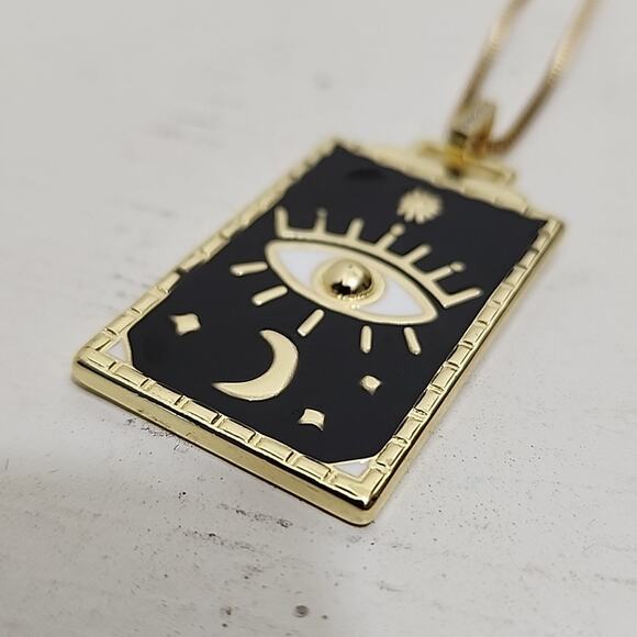 Live By The Moon Evil Eye Tarot Card Necklace - Picture 3 of 6